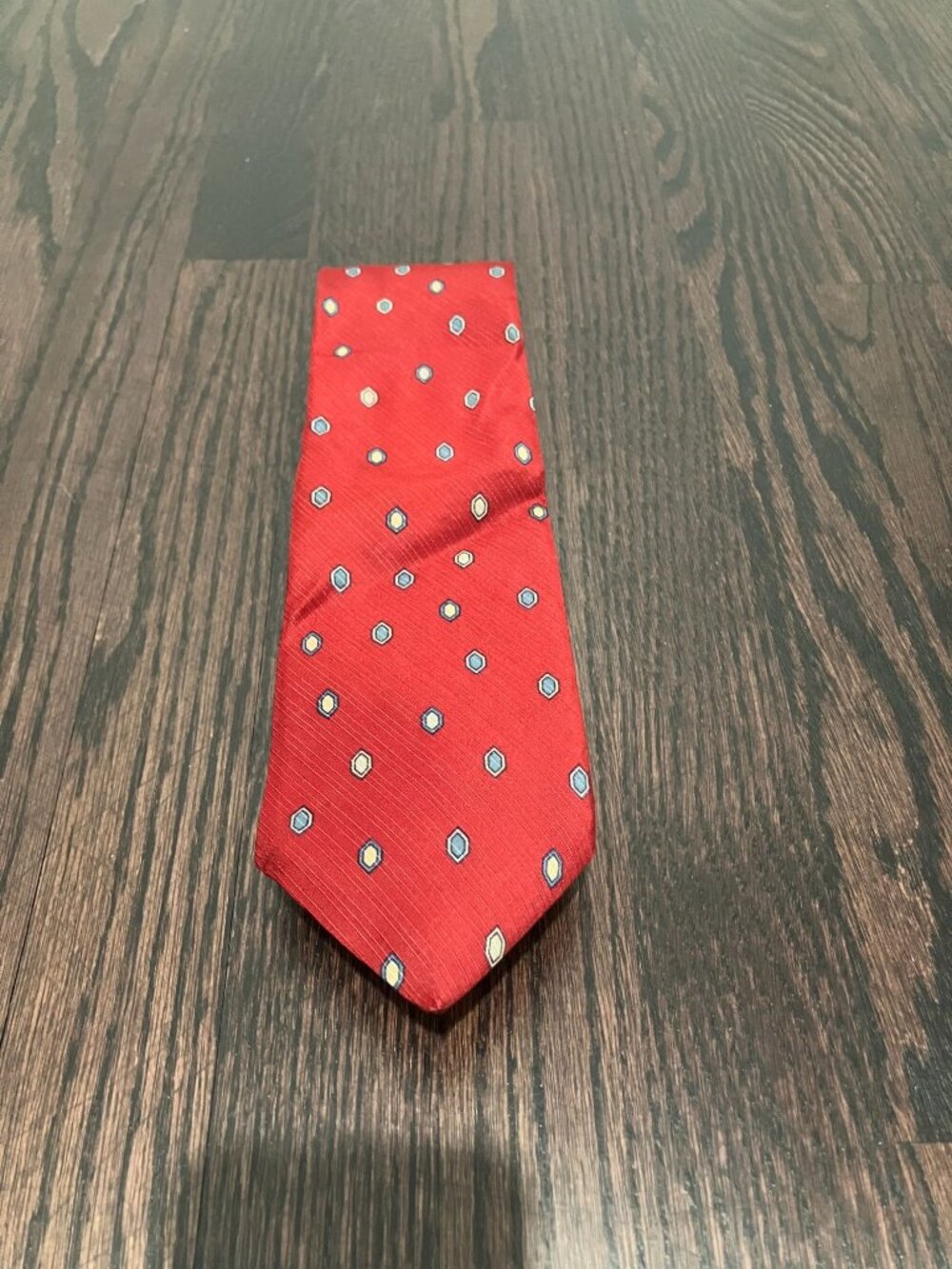 VTG Pierre Cardin Men's 100% Silk Patterned Necktie, Red Multi, One Size